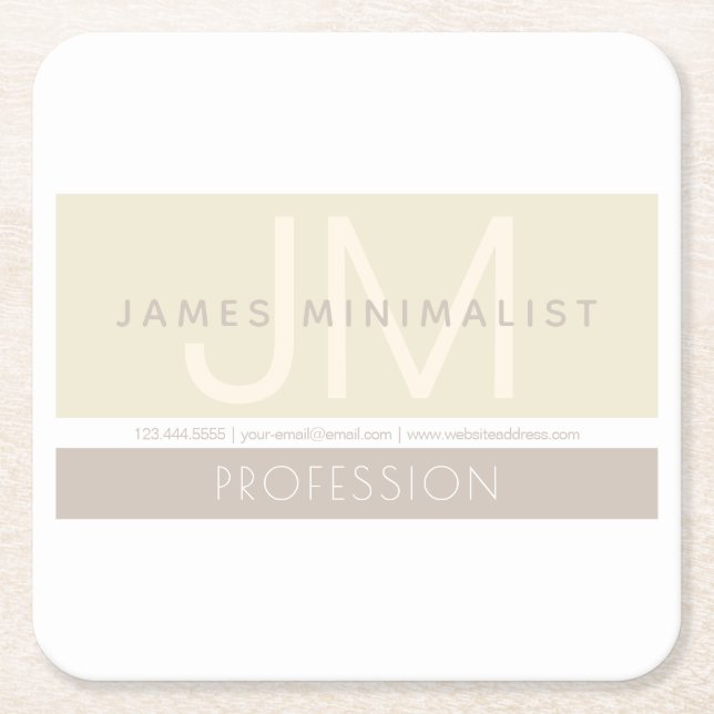 Modern Minimalist | Taupe Earth-tones Square Paper Coaster (Front)