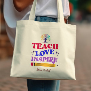 Modern Minimalist Teach Love Inspire Teacher Tote Bag