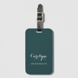 Modern Minimalist Teal Blue Luggage Tag