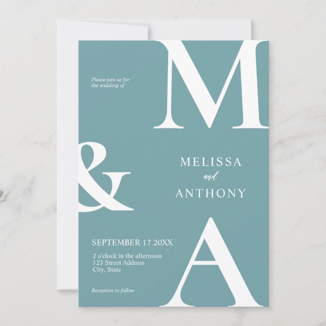 Modern Minimalist Teal Wedding Invitation (Front)