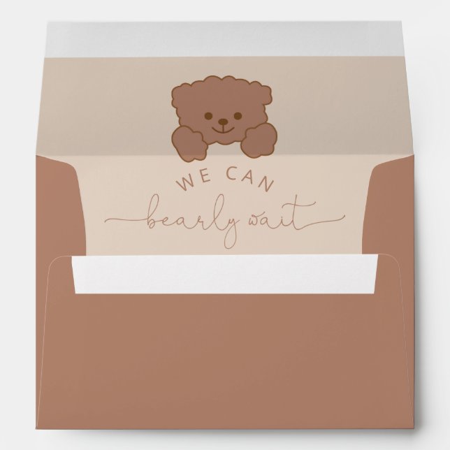 Modern Minimalist Teddy Bear Baby Shower Envelope (Back (Bottom))