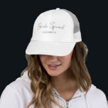 Modern Minimalist Template Bride Squad Bridesmaid Trucker Hat<br><div class="desc">Bride Squad Bridesmaid Wedding Bachelorette Script Text Name Modern Elegant Minimalist Template Womens White Trucker Hat / Cap.</div>