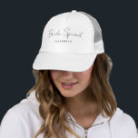 Modern Minimalist Template Bride Squad Bridesmaid Trucker Hat<br><div class="desc">Bride Squad Bridesmaid Wedding Bachelorette Script Text Name Modern Elegant Minimalist Template Womens White Trucker Hat / Cap.</div>