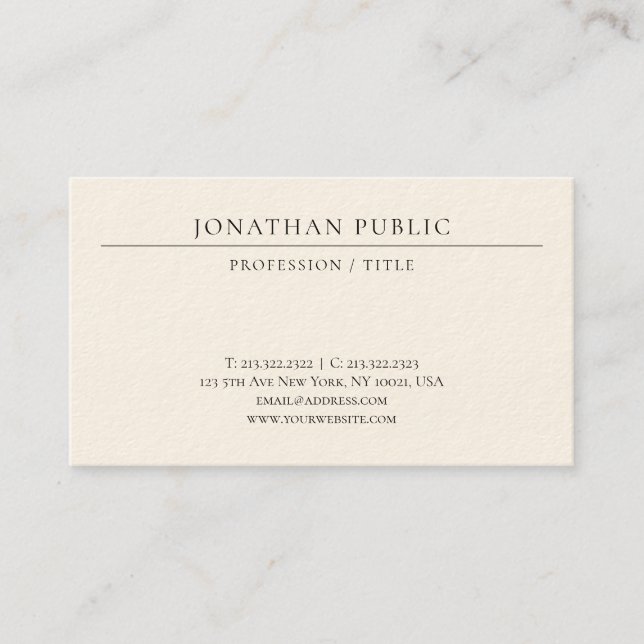 Modern Minimalist Template Elegant Luxurious Business Card (Front)