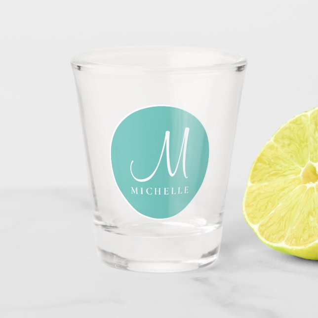 Modern Minimalist Template Initial Monogram Letter Shot Glass (Front)