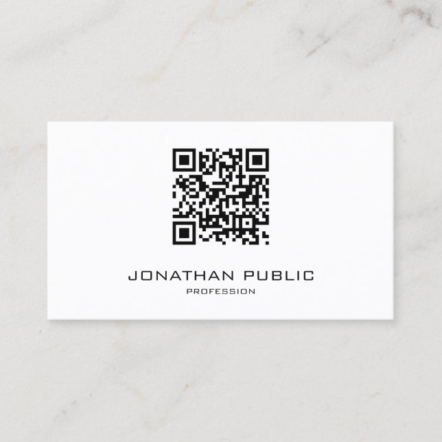 Modern Minimalist Template Professional QR Code Business Card (Front)