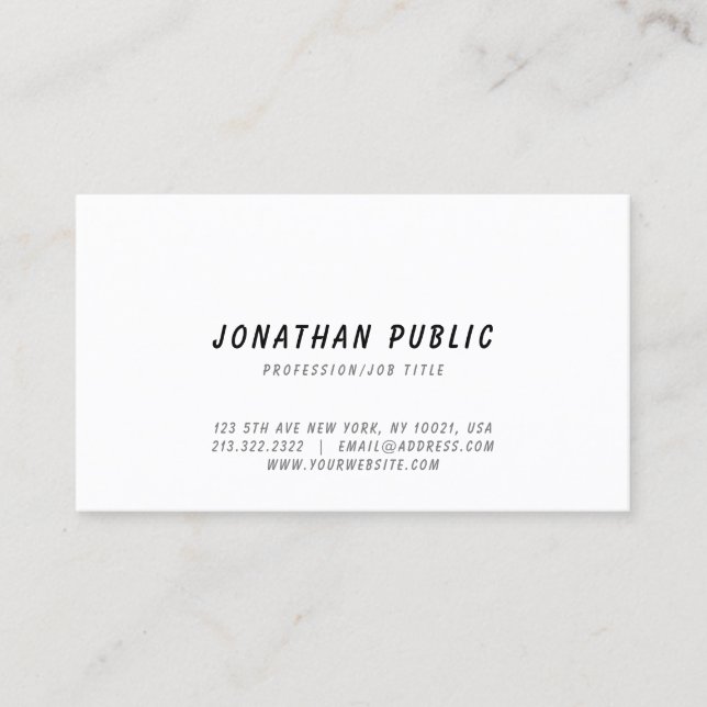 Modern Minimalist Template Simple Professional Top Business Card (Front)