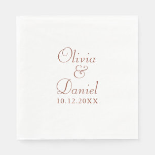 Modern Minimalist Terracotta and White Wedding Napkin