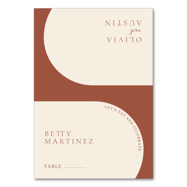 Modern Minimalist Terracotta Arch Wedding Guest Table Number (Front)