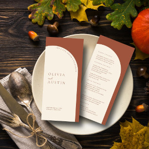 Modern Minimalist Terracotta Arch Wedding Menu