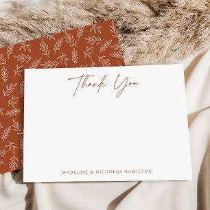 Modern Minimalist Terracotta Botanical Thank You Card