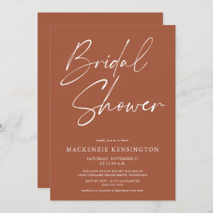 Modern Minimalist Terracotta Bridal Shower Invitation