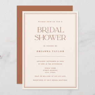 Modern Minimalist Terracotta Bridal Shower Invitation