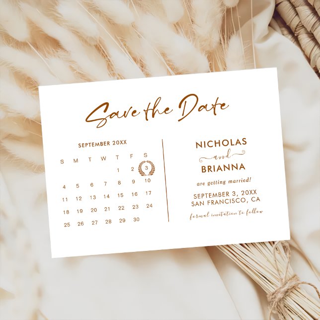 Modern Minimalist Terracotta Calendar Budget Save  Invitation (Creator Uploaded)