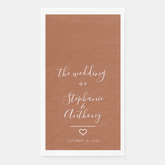 Modern Minimalist Terracotta Heart Wedding    Napkin (Front)