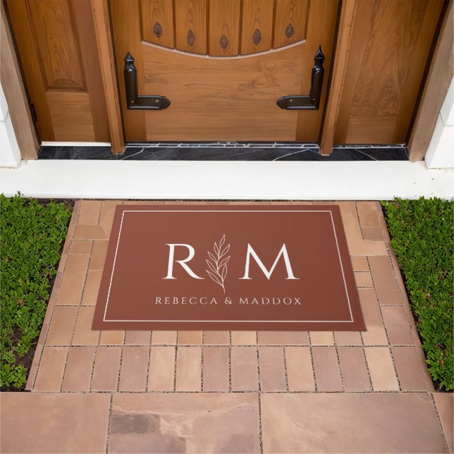 Modern Minimalist Terracotta Monogram Door Mat (Outdoor)