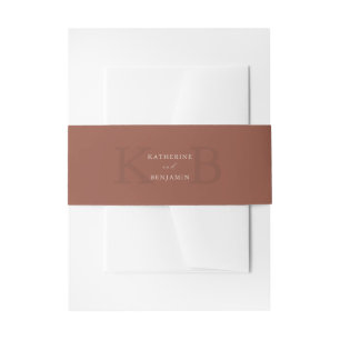 Modern Minimalist Terracotta Monogram Wedding Invitation Belly Band