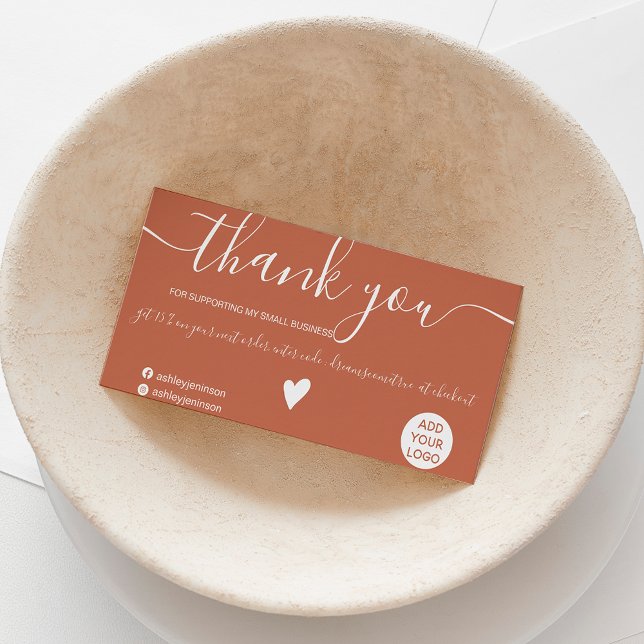 Modern minimalist terracotta order thank you business card (Creator Uploaded)