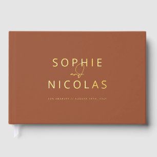 Modern Minimalist Terracotta Photo Wedding Guest Book