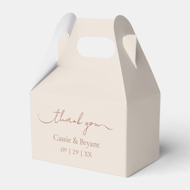 Modern Minimalist Terracotta Script Thank You Favour Box (Front Side)