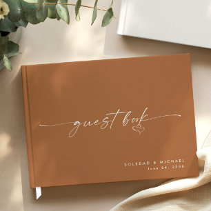 Modern Minimalist Terracotta Script Wedding  Guest Book