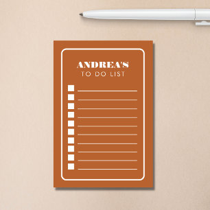 Modern Minimalist Terracotta To Do List Checklist Post-it Notes
