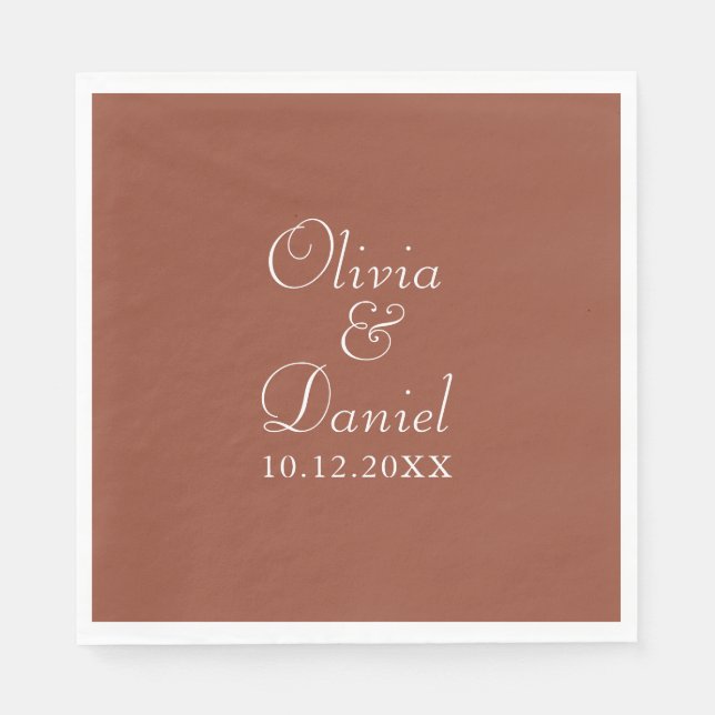 Modern Minimalist Terracotta Wedding Napkin (Front)