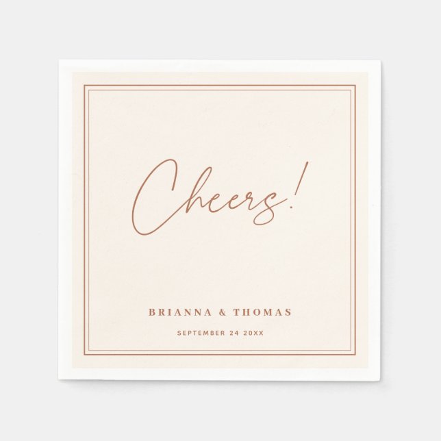 Modern Minimalist Terracotta Wedding Napkins (Front)