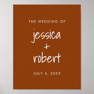 Modern Minimalist Terracotta Wedding  Poster