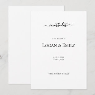 Modern Minimalist text wedding save the date card