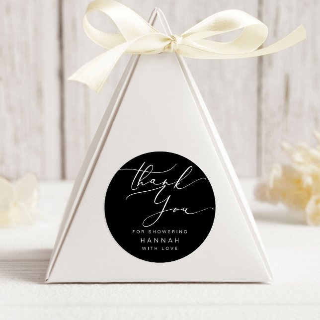 Modern Minimalist Thank you Bridal Shower Classic Round Sticker (Creator Uploaded)