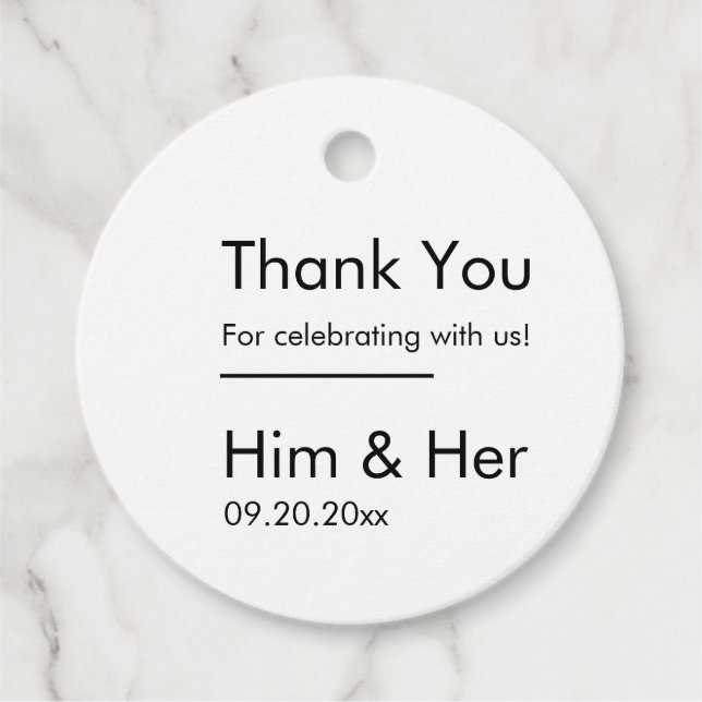 Modern Minimalist Thank You Favour Tag (Front)