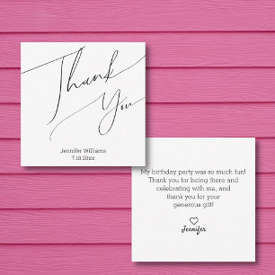 modern minimalist thank you happy birthday card