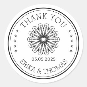 Modern minimalist Thank You Mason Jar Flower Classic Round Sticker