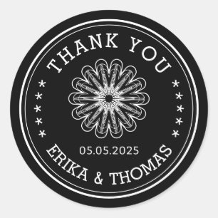 Modern minimalist Thank You Mason Jar Flower Classic Round Sticker