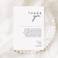 Modern Minimalist Thank You Reception Card