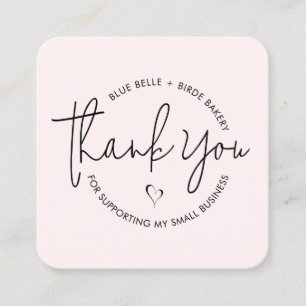 Modern Minimalist Thank You Small Business   Pink Square Business Card