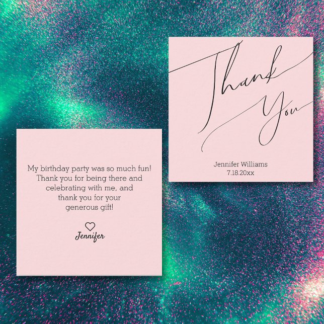 modern  minimalist  thank you sweet 16 pink card (Creator Uploaded)