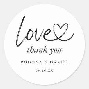 Modern Minimalist Thank You Wedding Classic Round Sticker