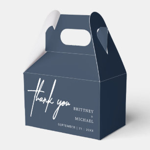 Modern Minimalist Thank You Wedding Dusty Navy Favour Box