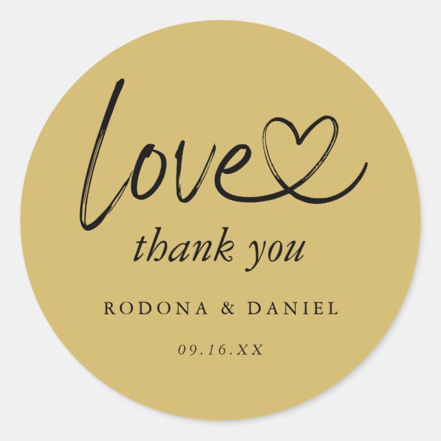 Modern Minimalist Thank You Wedding Gold Classic Round Sticker (Front)
