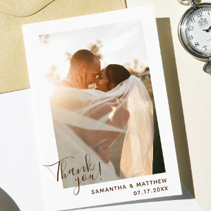 Modern Minimalist Thank You Wedding Photo Card