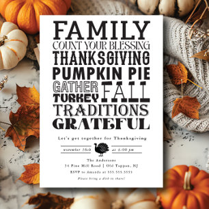 Modern Minimalist Thanksgiving Invitation 