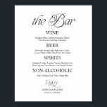 Modern Minimalist "The Bar" Wedding Menu Sign<br><div class="desc">Elevate your reception with this sophisticated "The Bar" wedding menu sign. Perfectly curated for the modern couple, this design features a striking balance of fluid, handwritten calligraphy and crisp, minimalist typography. Whether you're serving classic cocktails or custom signature drinks, this large-format sign ensures your guests can browse your beverage selections...</div>