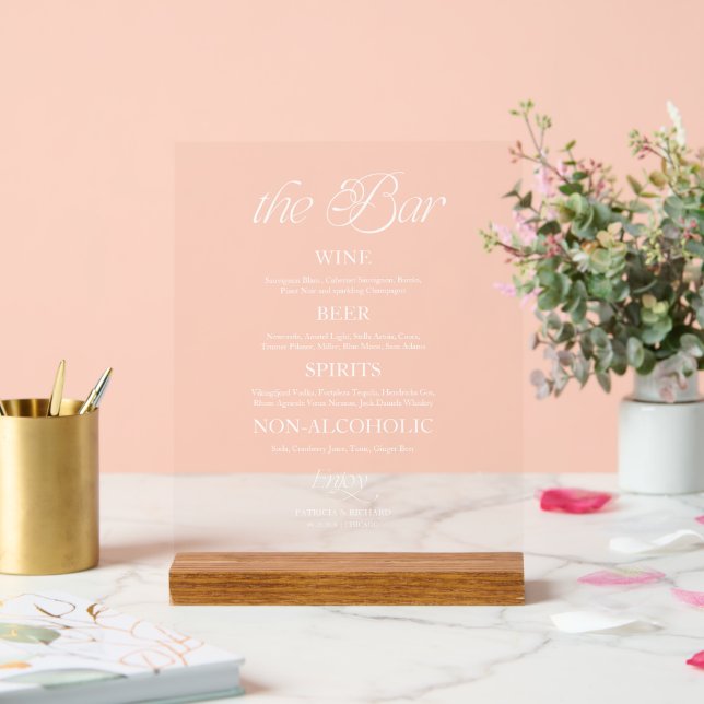 Modern Minimalist The Bar Wedding Menu Sign (Wedding)
