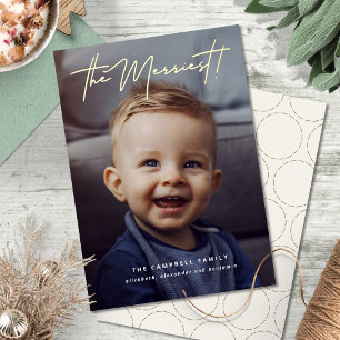 Modern Minimalist The Merriest Holiday Photo Card