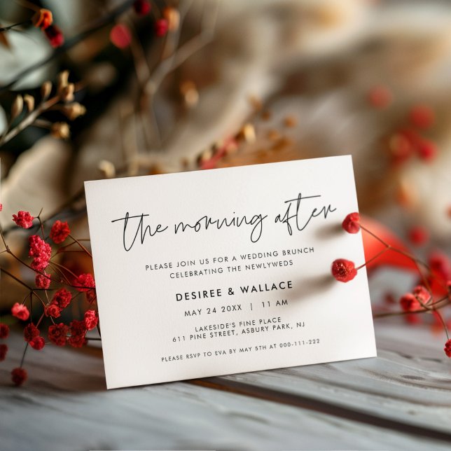 Modern Minimalist The Morning after Wedding Brunch Invitation (Creator Uploaded)