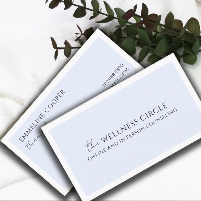 Modern Minimalist Therapist Pastel Blue Business Card (Creator Uploaded)