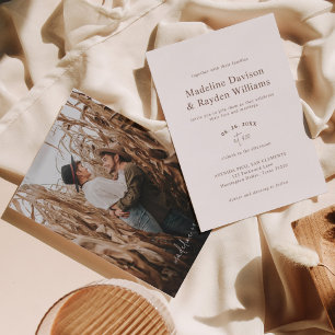 Modern Minimalist Tierra Brown Photo Wedding Invitation