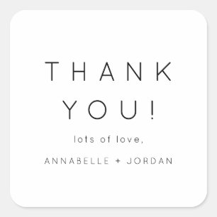 Modern Minimalist Timeless Wedding Thank You  Square Sticker